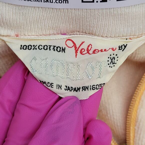 Vintage 70s MOD Velour Sweater Womens Large 24x22 Baggy - Picture 8 of 12